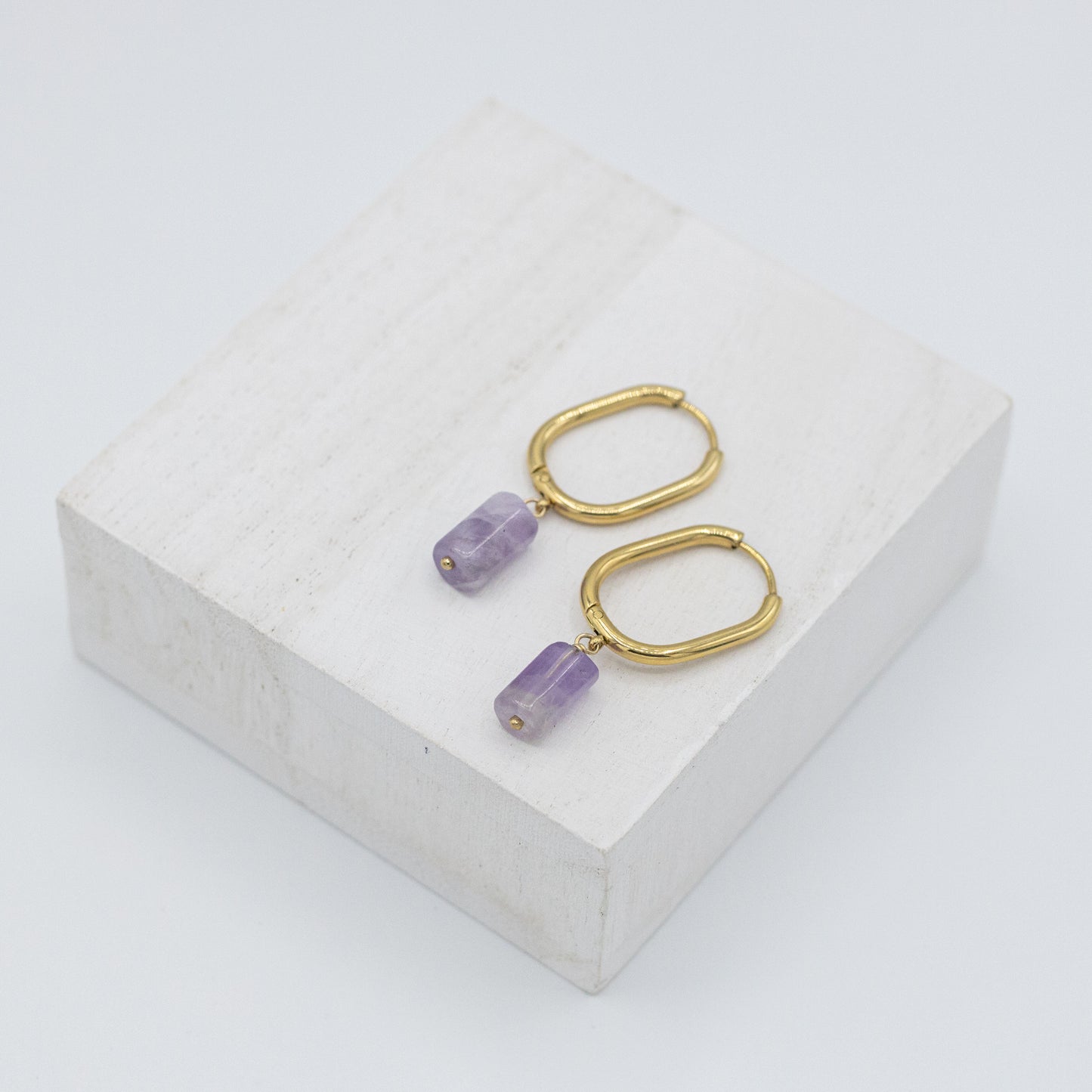 Large Stone Birthstone Earrings With Natural Gemstones
