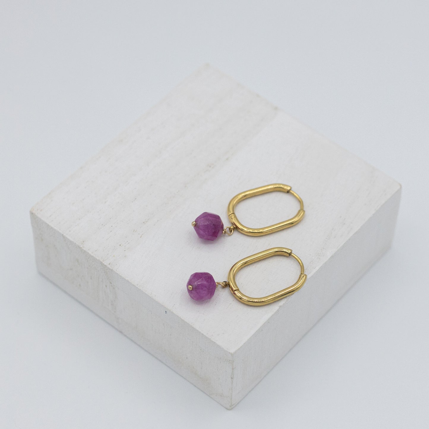 Large Stone Birthstone Earrings With Natural Gemstones