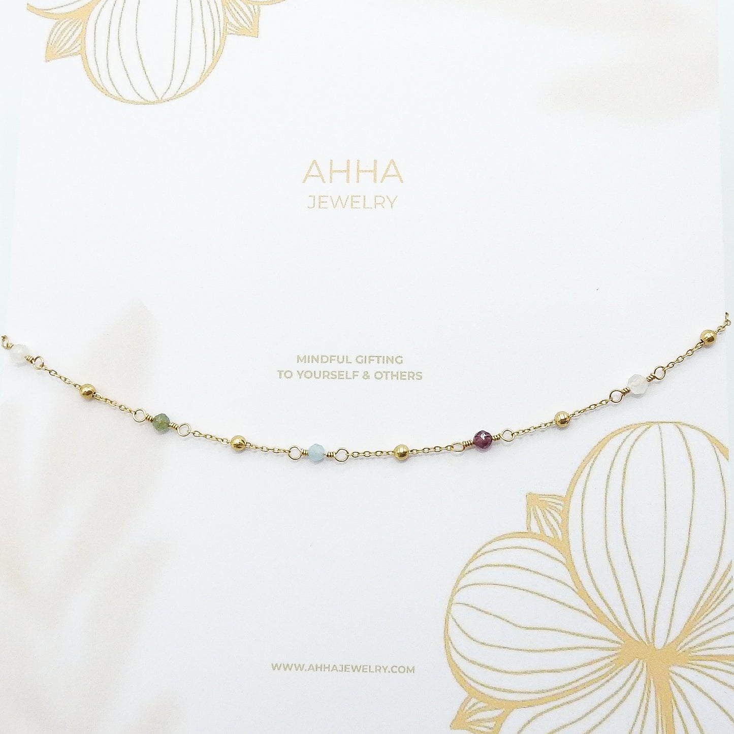 Her Family Portrait - Personalised Gold Necklace With Birthstones