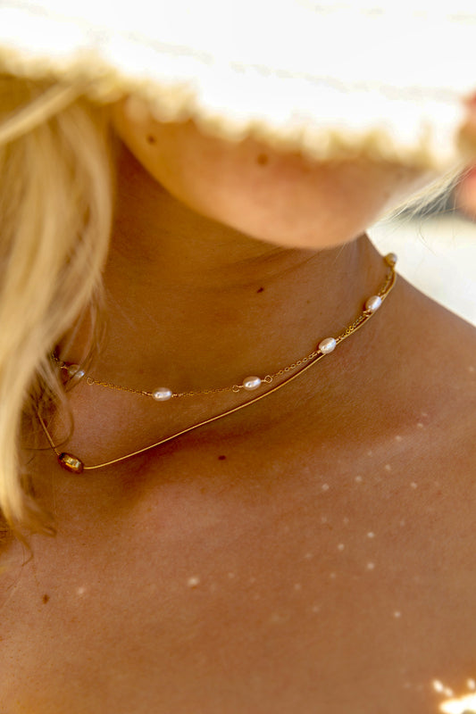 Delicate Gold Necklace With Freshwater Pearls