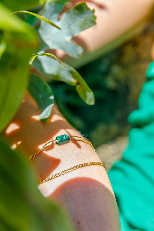 Paperclip Birthstone Bracelet With Natural Gemstones